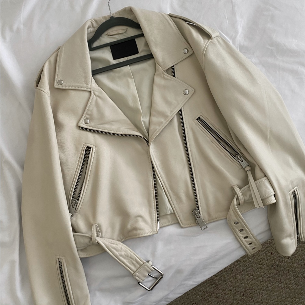 ALLSAINTS LAMBSKIN IVORY LEATHER JACKET